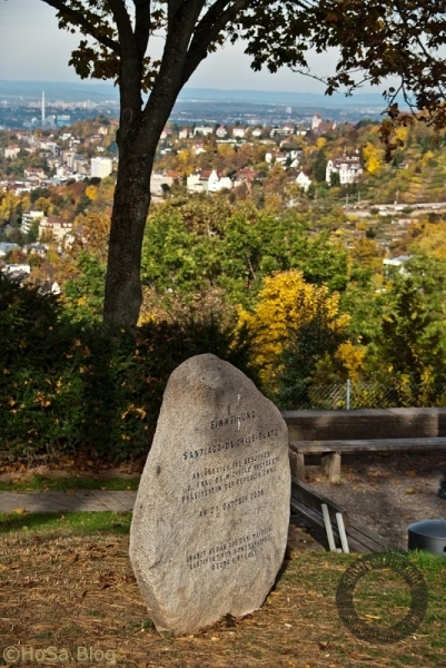 Gedenkstein Einweihung Santiago-de-Chile-Platz in Stuttgart