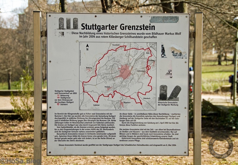 Nachbildung eines historischen Grenzsteins in Stuttgart